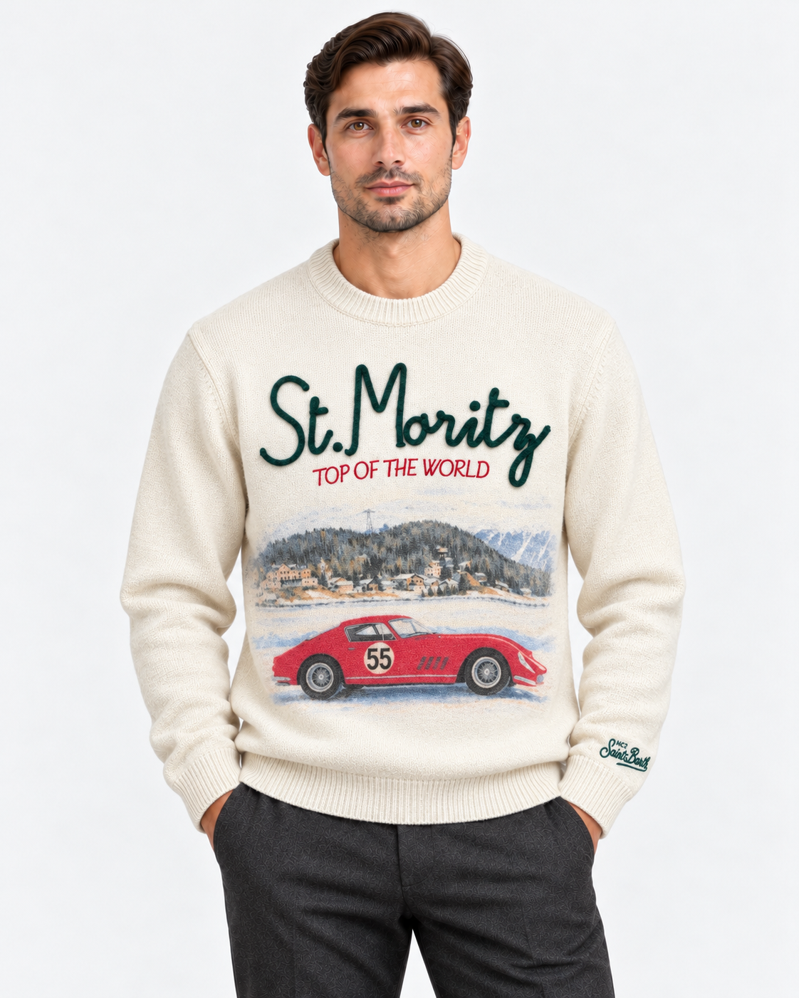 MC2 Saint Barth Maglia Uomo Heron Panna St. Moritz Top Car