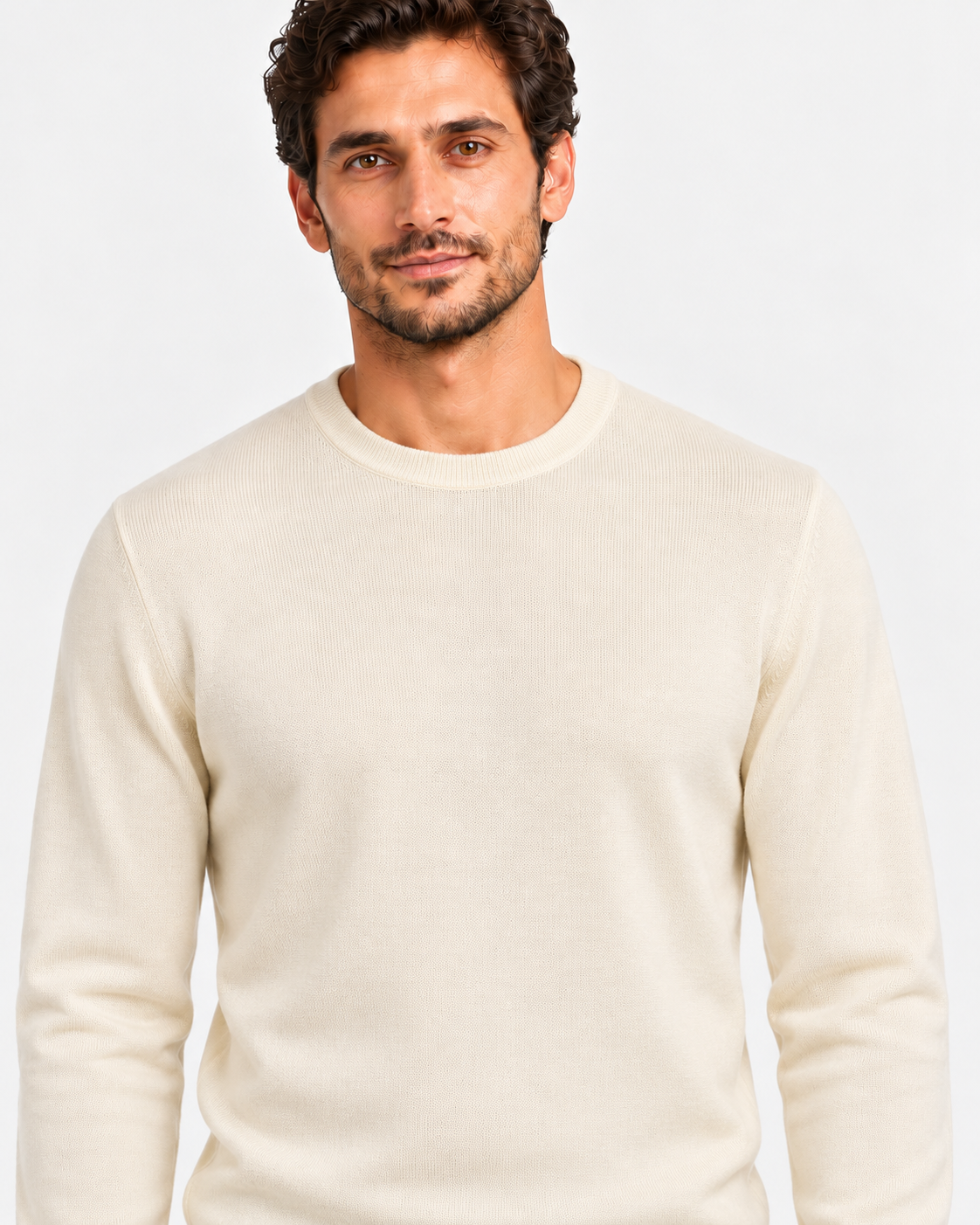Gran sasso maglia girocollo extrafine merinos panna