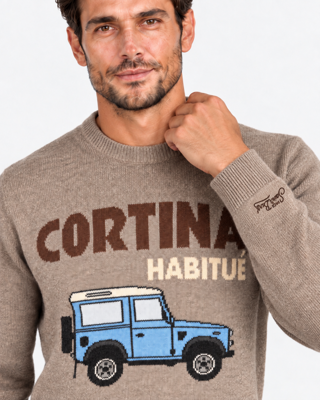 MC2 Saint Barth Maglia Uomo Car Cortina Tortora