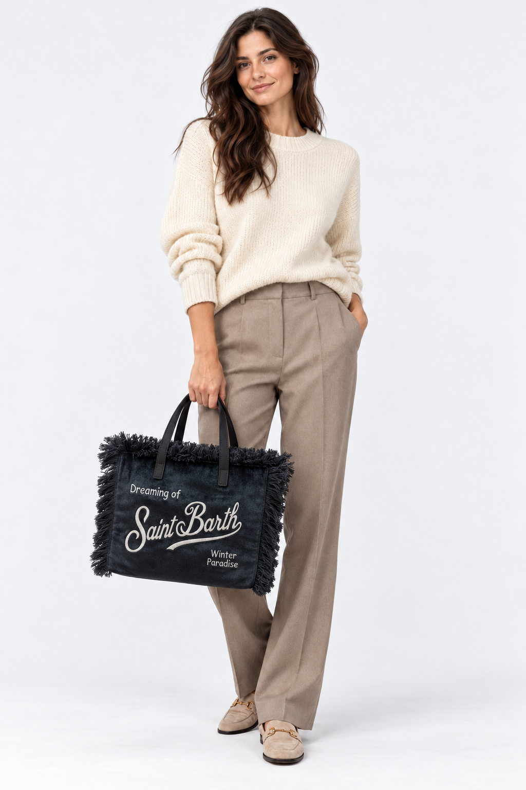 MC2 Saint Barth Borsa Donna Colette in Velluto Liscio Nero