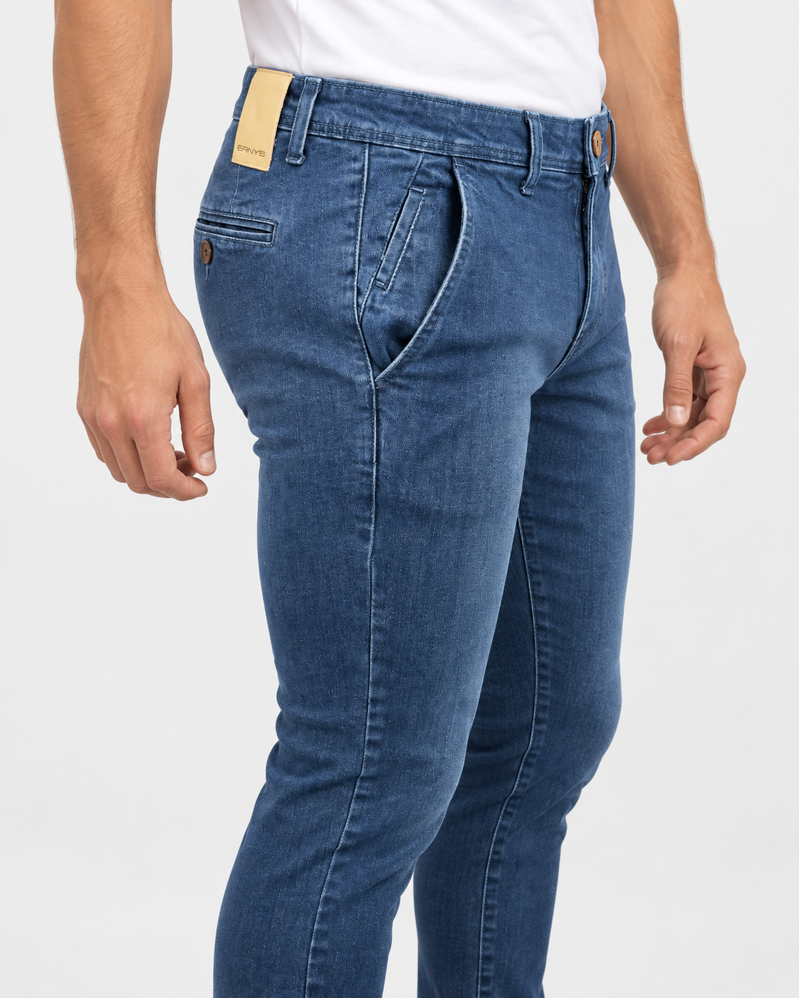 Ernys Jeans uomo blu in cotone stretch con tasca America