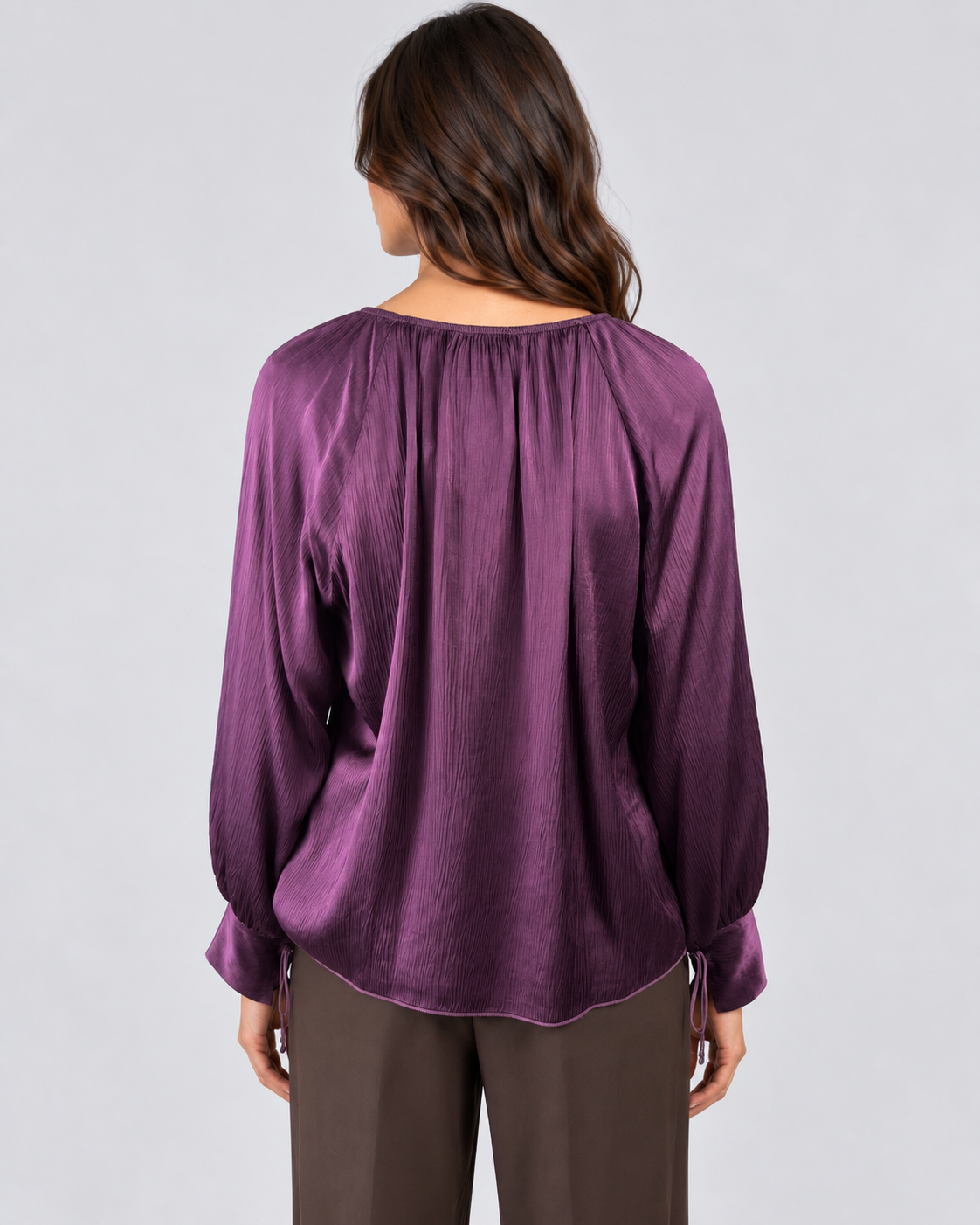 Dixie Blusa Donna Satinata con Maniche a Palloncino Purple