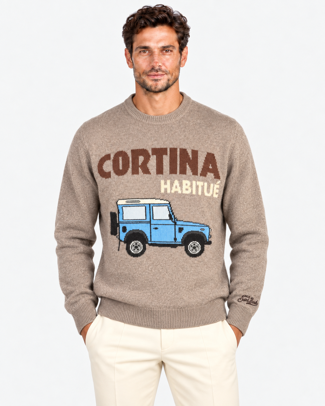 MC2 Saint Barth Maglia Uomo Car Cortina Tortora