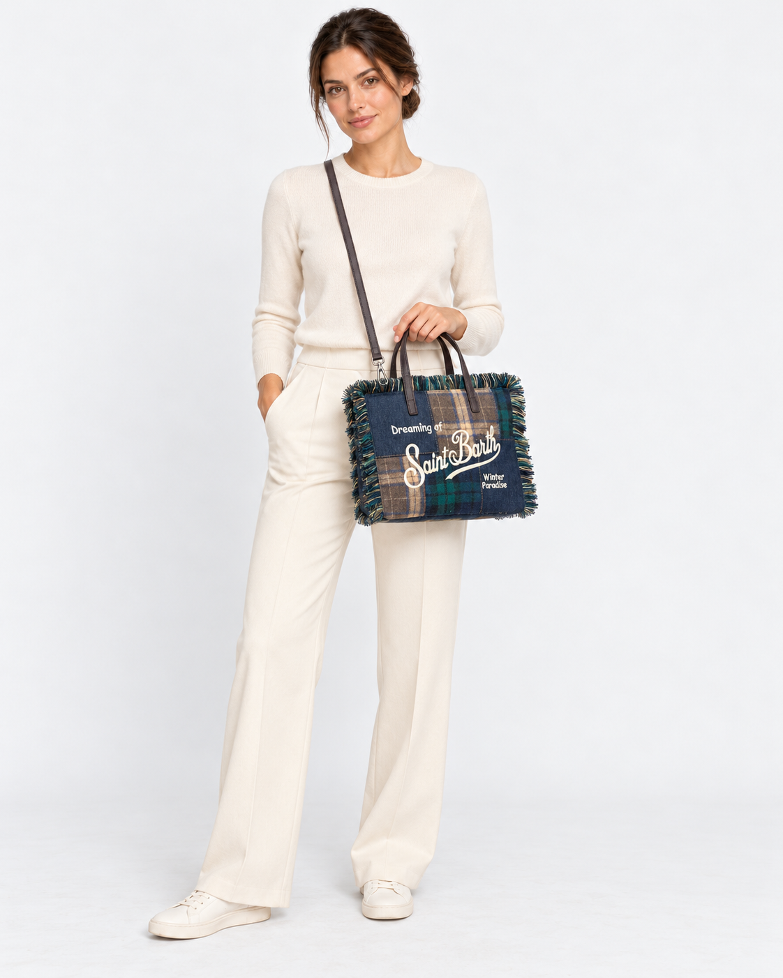 MC2 Saint Barth Borsa Donna Colette Patchwork Tartan Blu