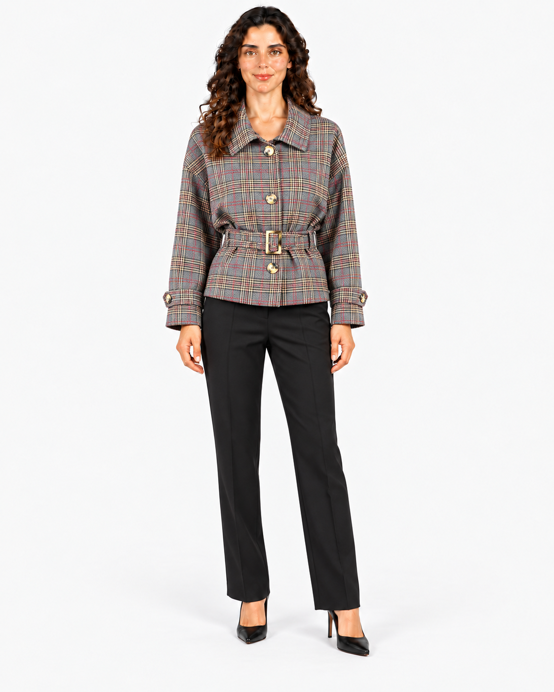 Imperial Giacca Donna Grigio Cammello a Quadri