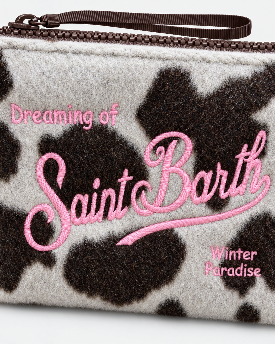 MC2 Saint Barth Pochette Donna Aline Felt Cow Panna e Marrone
