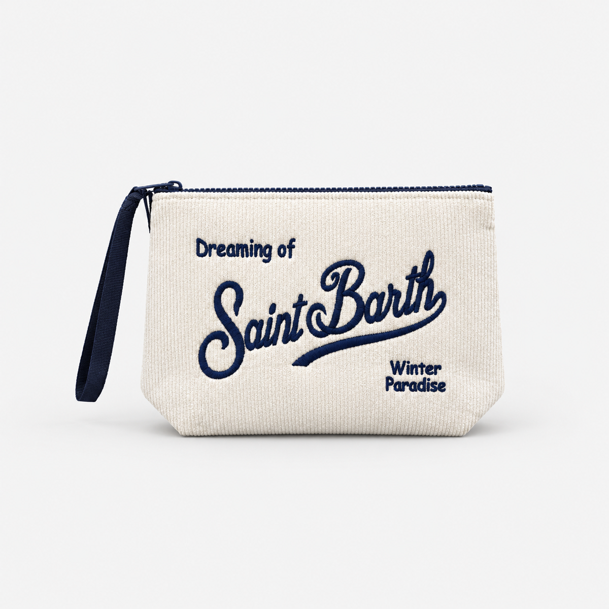 MC2 Saint Barth Pochette Donna Aline in Velluto a Coste Avorio