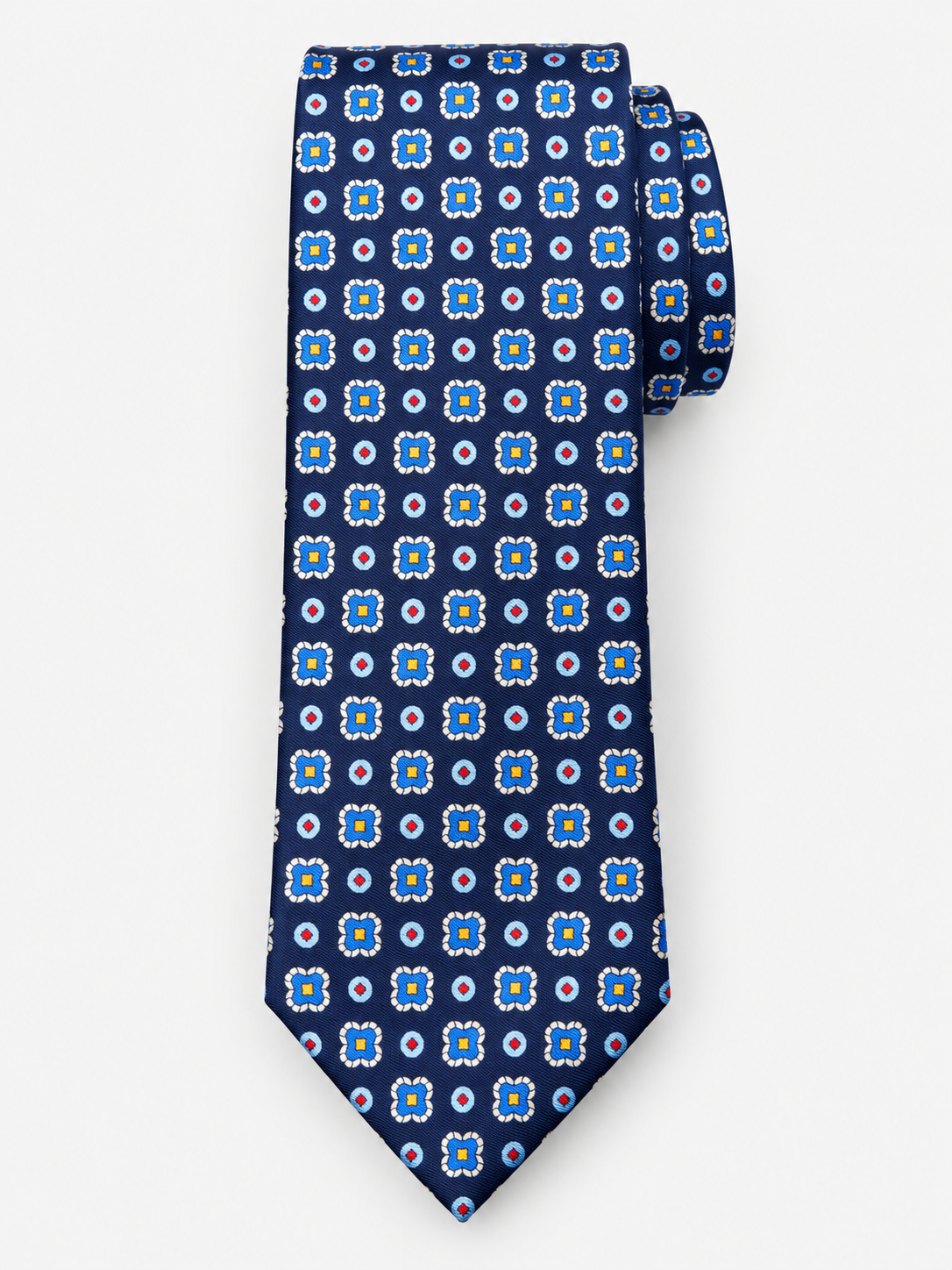 Fefè Cravatta Uomo in Seta Blu con Fantasia Floreale