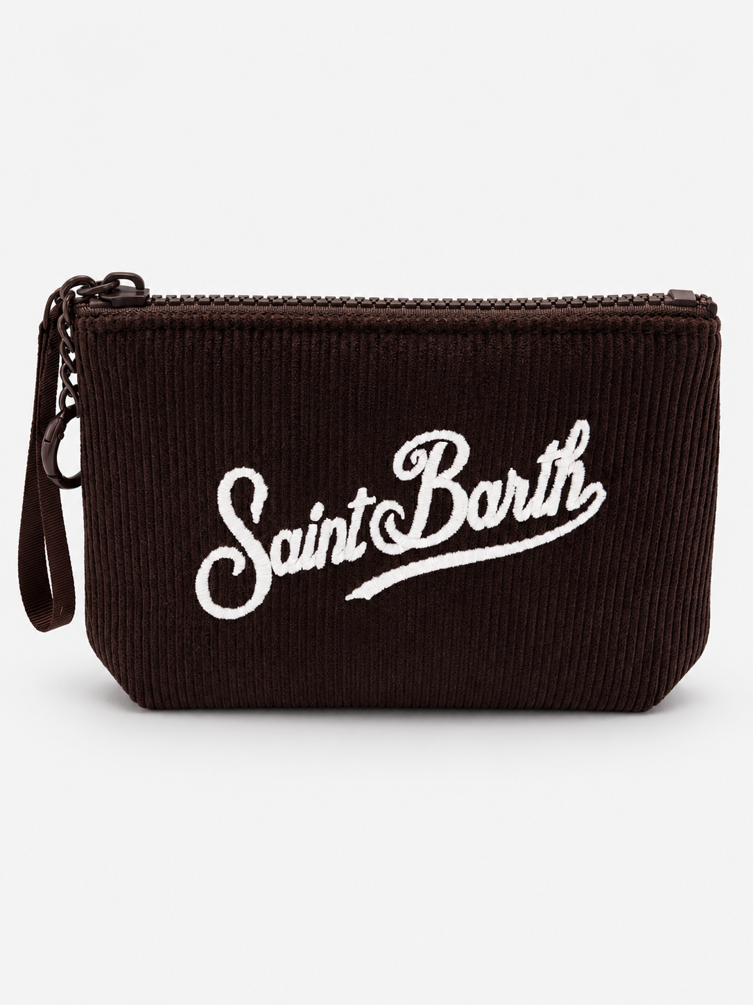 MC2 Saint Barth Pochette Donna Aline Mini in Velluto a Coste Marrone