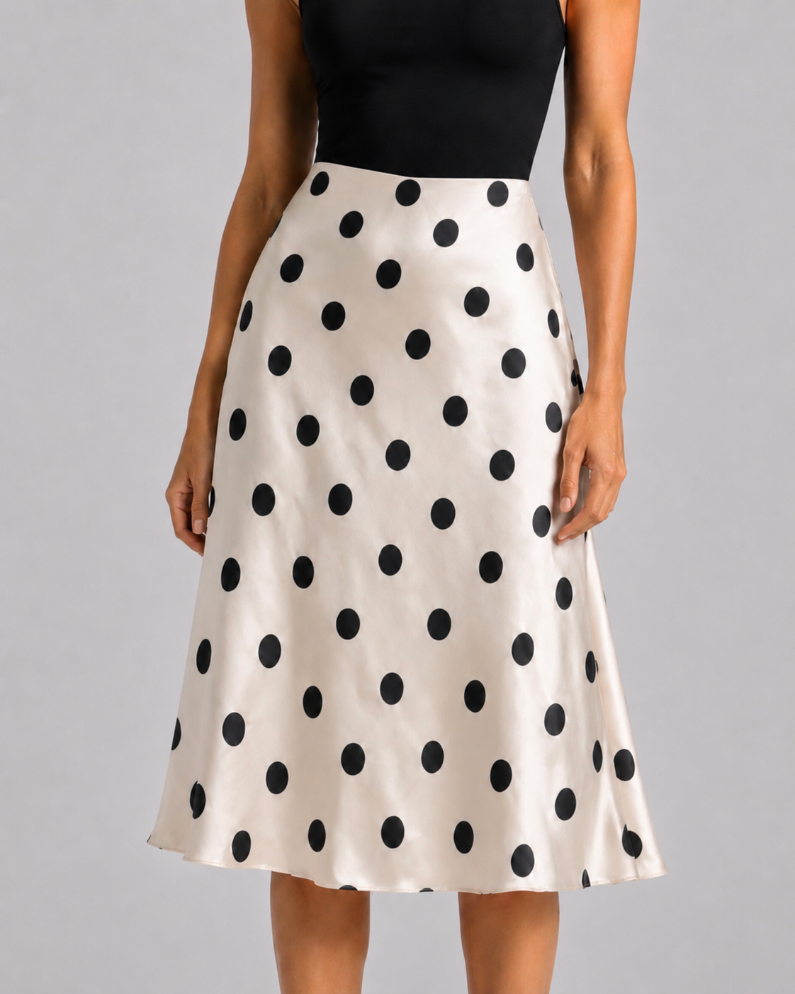 Gonna midi a pois in viscosa