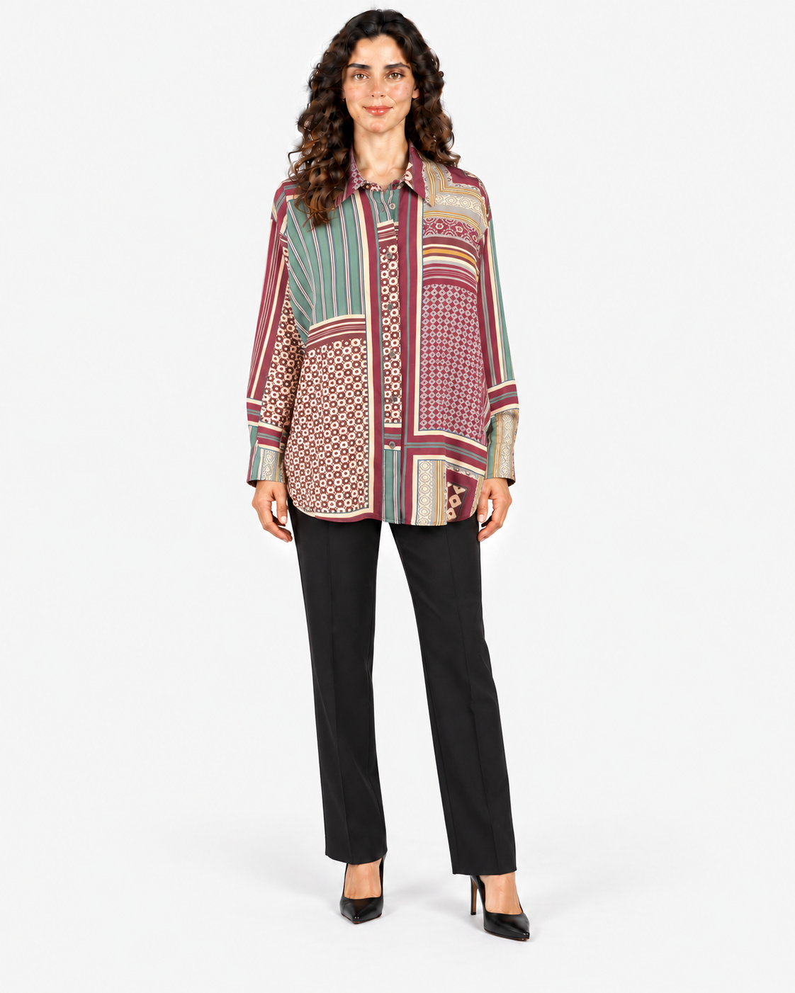 Imperial Camicia Donna Beige Bordeaux Fantasia