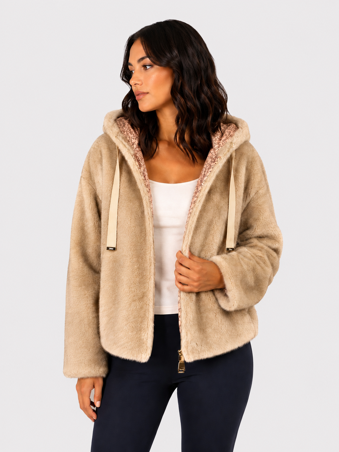 Herno bomber in melange alternative mink fur chantilly