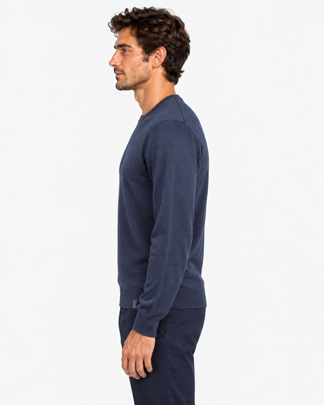 Fay Pull Girocollo Uomo in Lana Merinos Blu