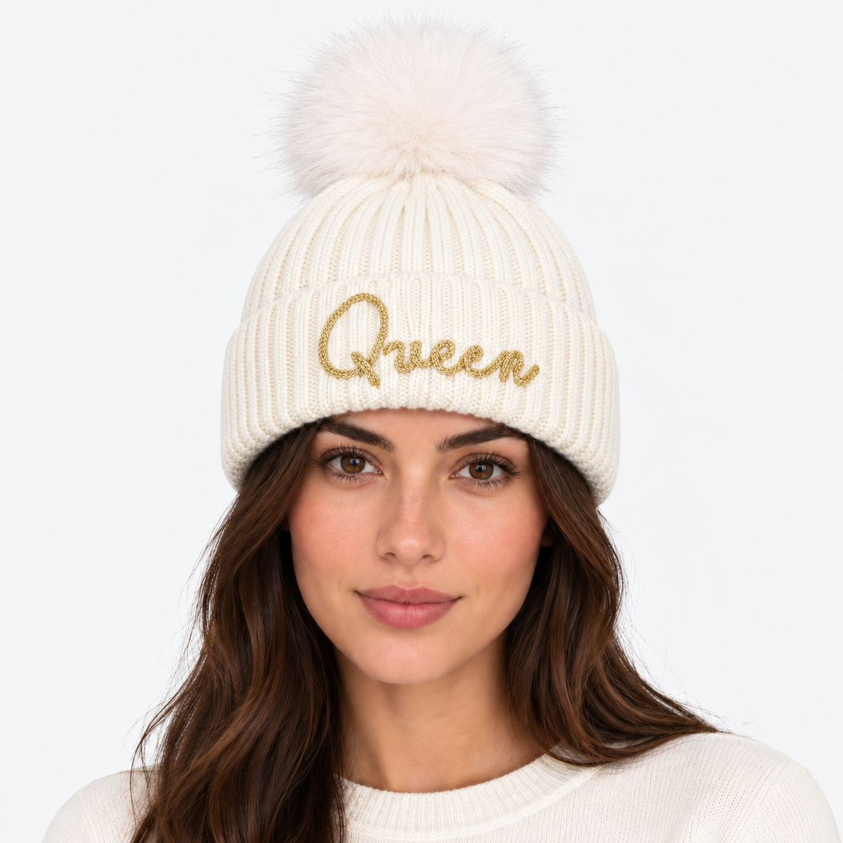 MC2 Saint Barth Cappello Donna Wengen Queen Panna con Pompon