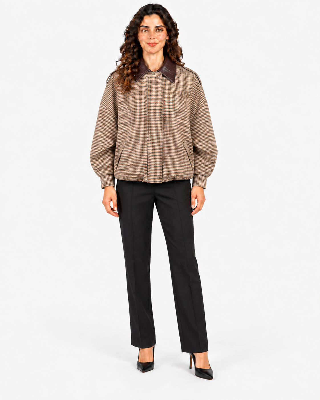 Imperial Giubbotto Donna a Quadri Beige e Cammello