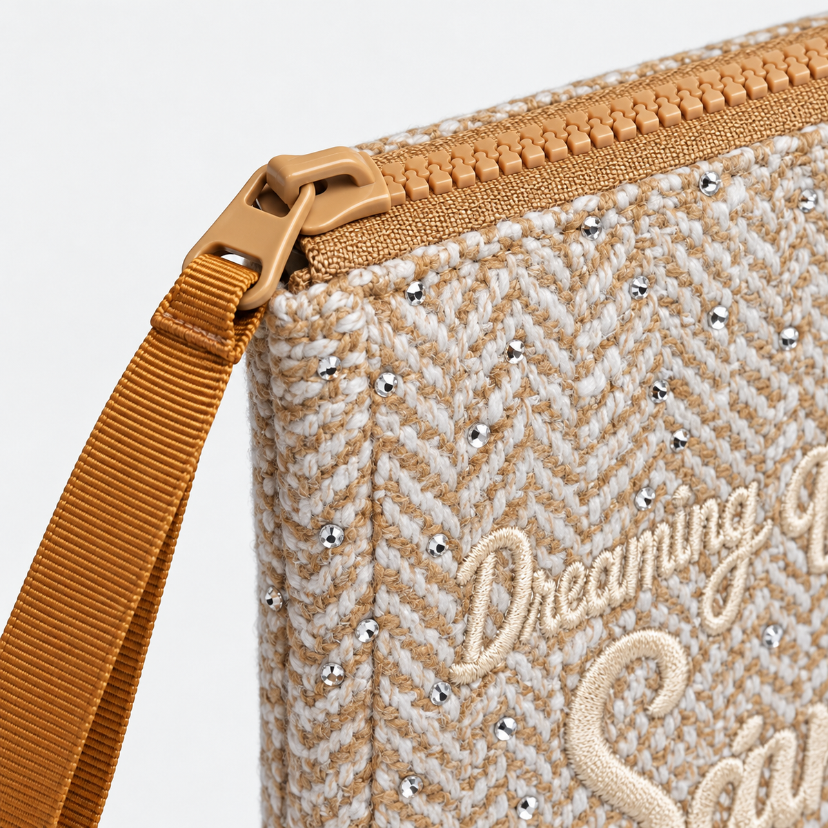 MC2 Saint Barth Pochette Donna Aline Spigata Cammello con Strass