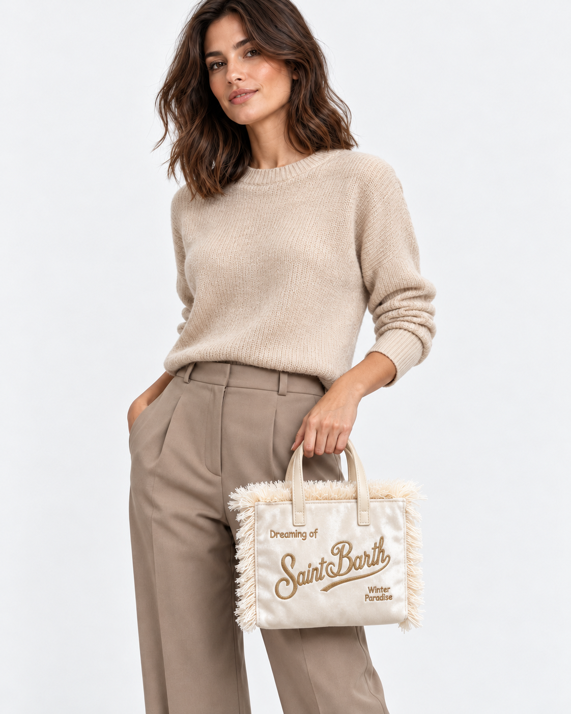 MC2 Saint Barth Borsa Donna Vanity Mini in Velluto Panna