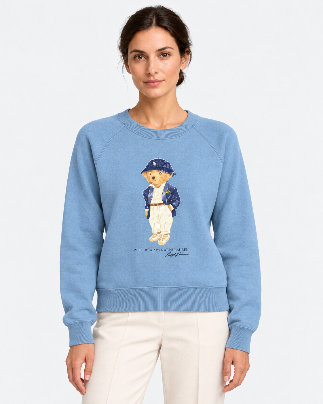 Polo Ralph Lauren Felpa Donna Polo Bear Girocollo Azzurra