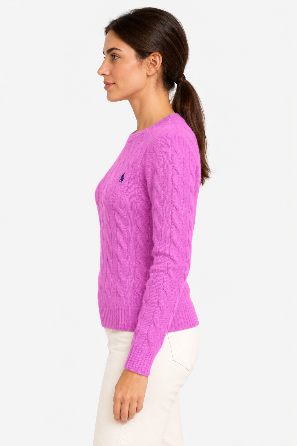 polo ralph lauren Maglione donna girocollo in lana e cashmere a trecce