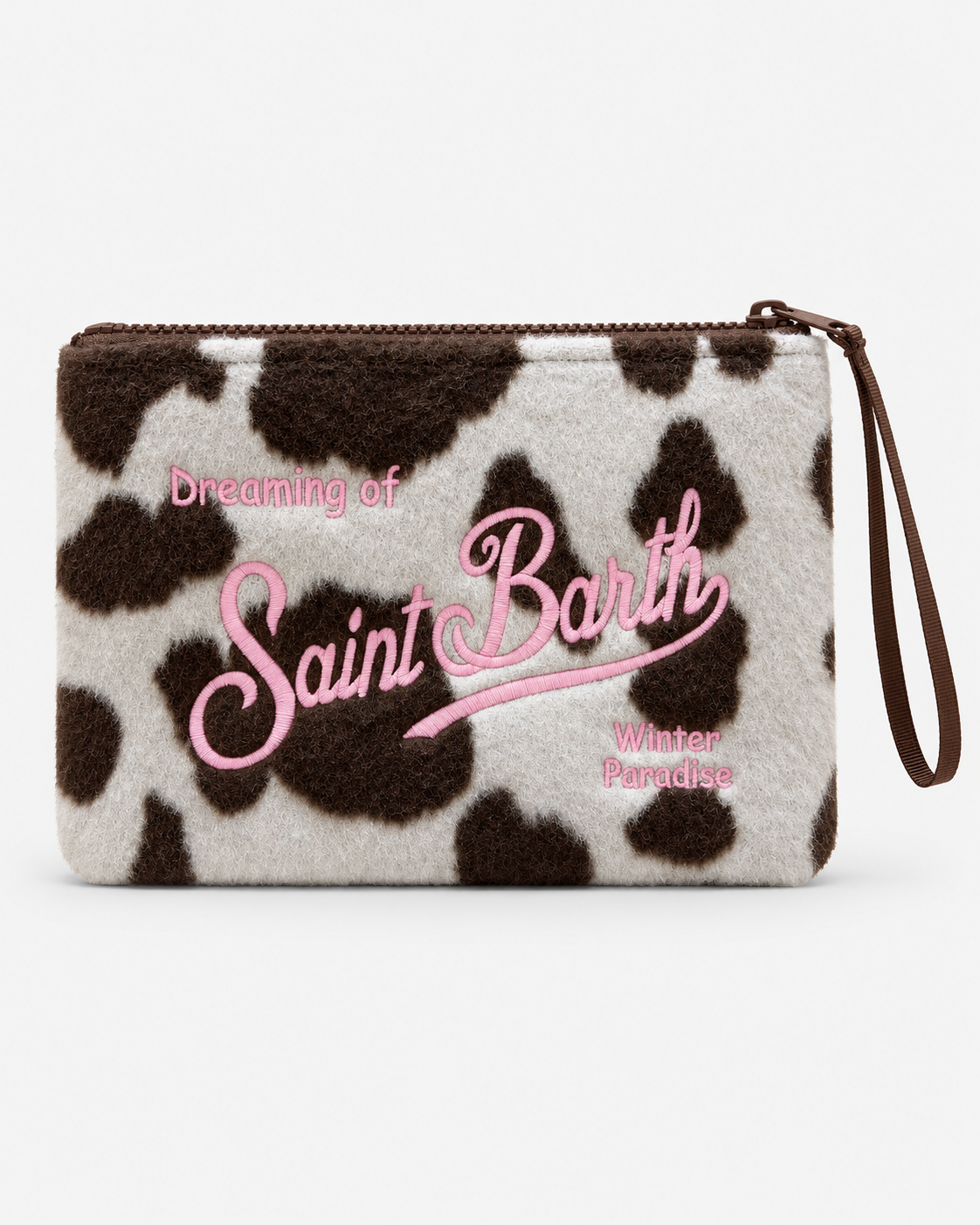 MC2 Saint Barth Pochette Donna Aline Felt Cow Panna e Marrone