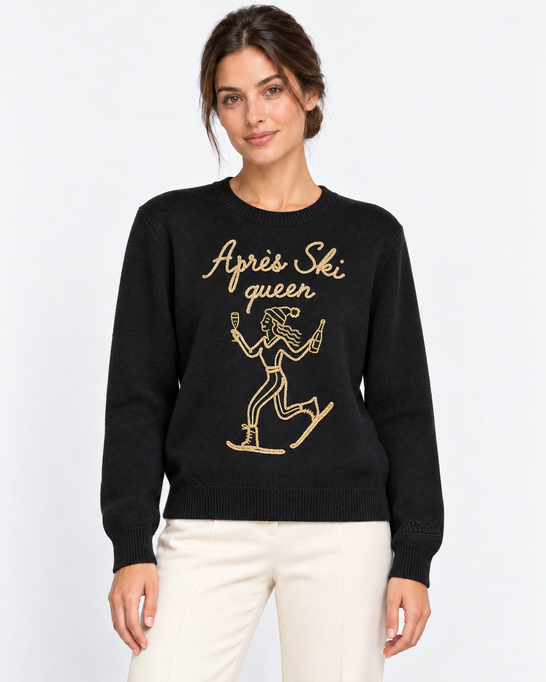 MC2 Saint Barth Maglia Donna New Queen Après Ski Queen Nera