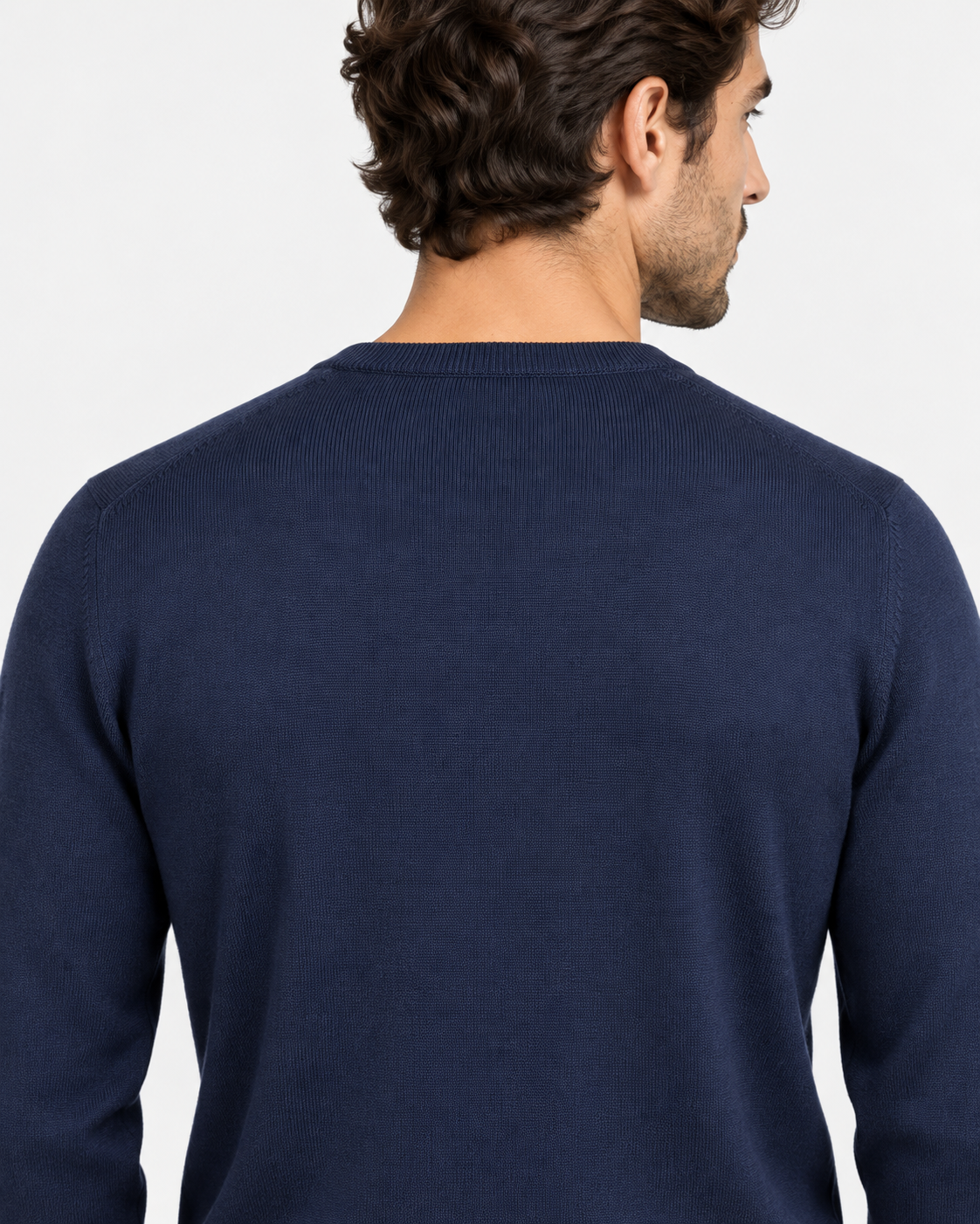 Air force blue extra-fine merino wool crew neck sweater