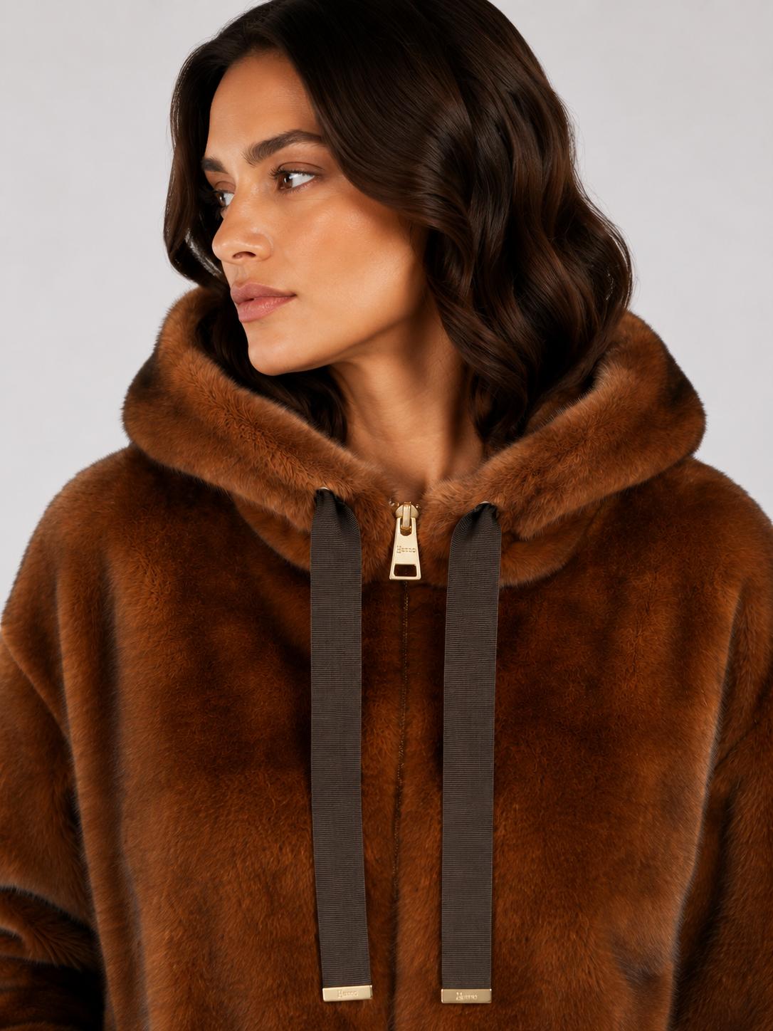 BOMBER IN MELANGE ALTERNATIVE MINK FUR fondente