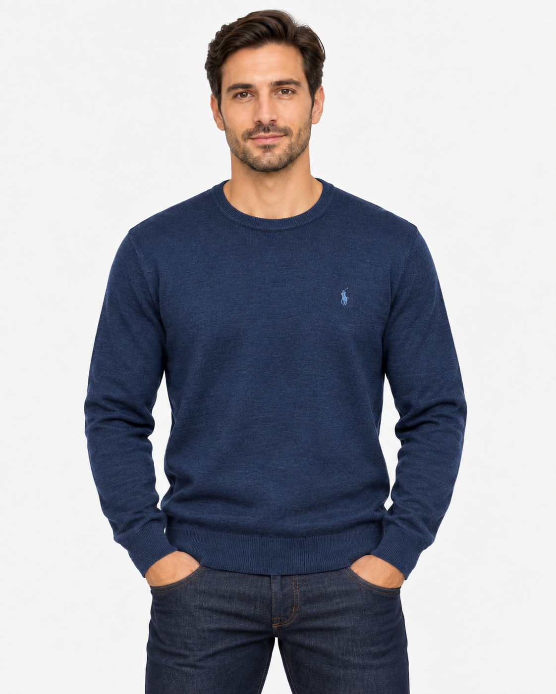 Polo Ralph Lauren Maglione Uomo Girocollo in Pura Lana Blu