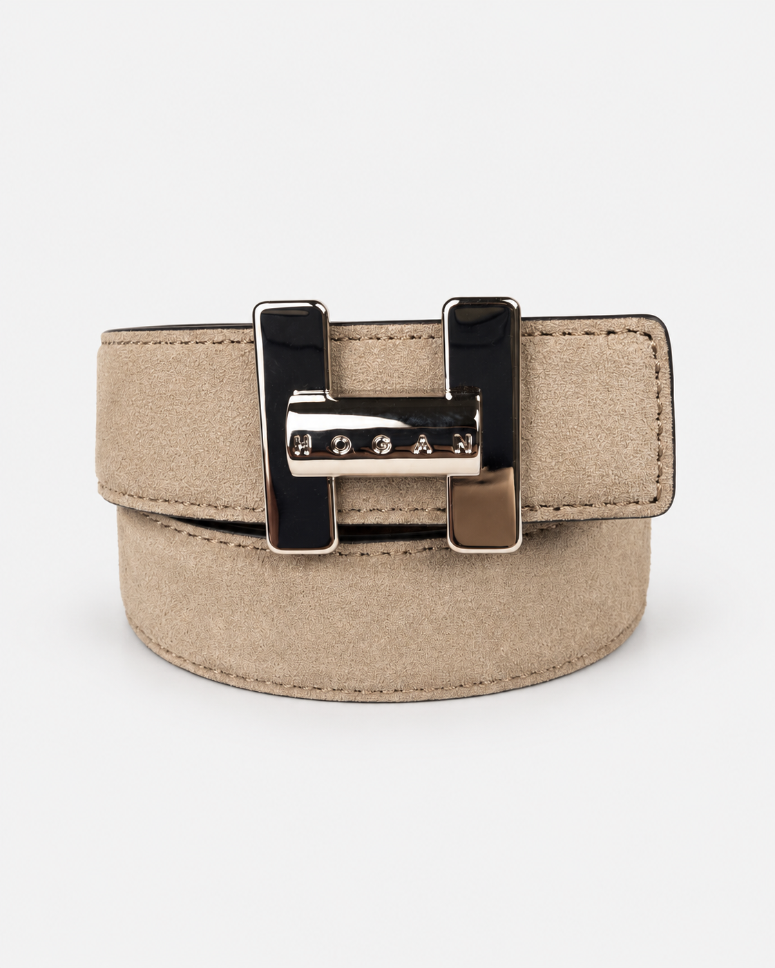 Hogan Cintura donna reversibile in pelle marrone e beige con fibbia H