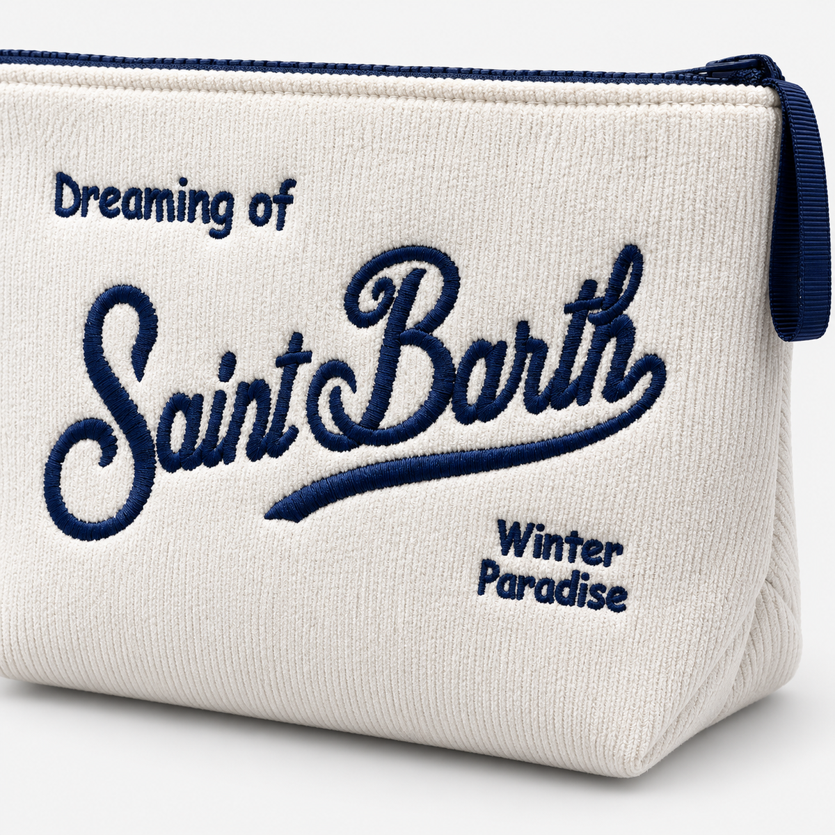 MC2 Saint Barth Pochette Donna Aline in Velluto a Coste Avorio