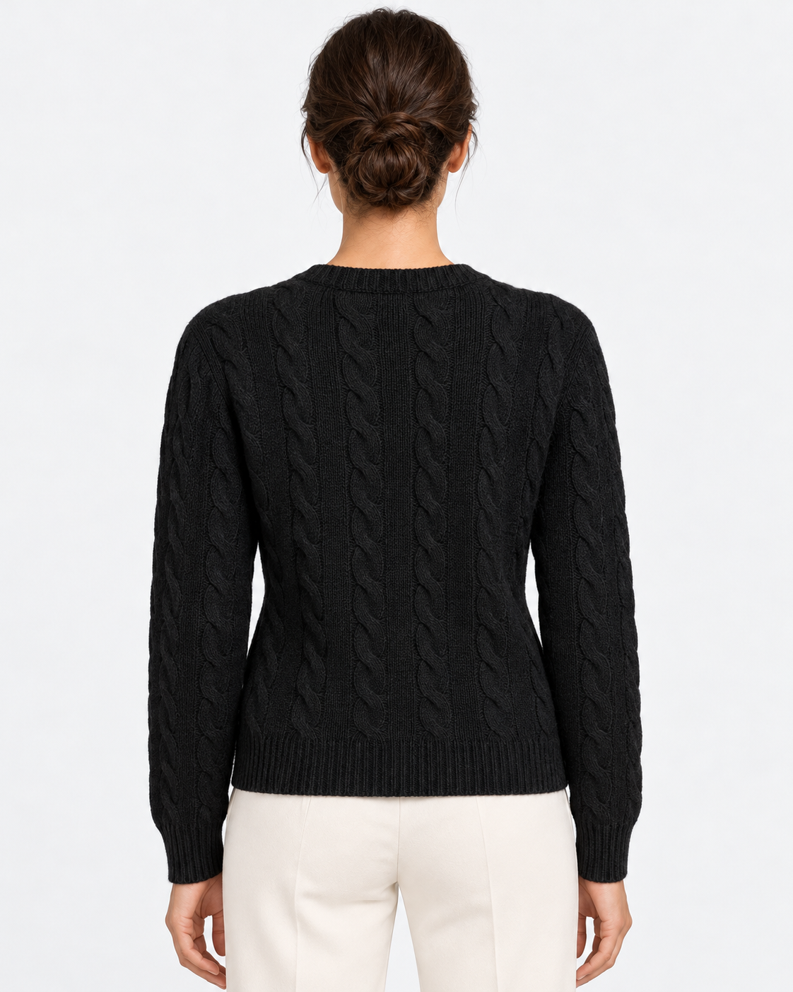 Cardigan a trecce in lana e cashmere black