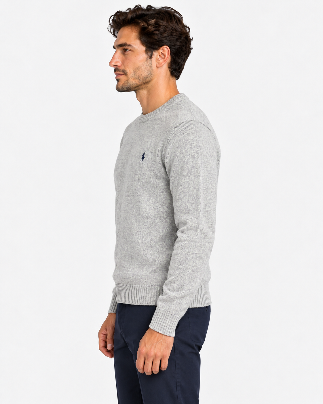 Polo Ralph Lauren Maglione Uomo Girocollo in Cotone Grigio
