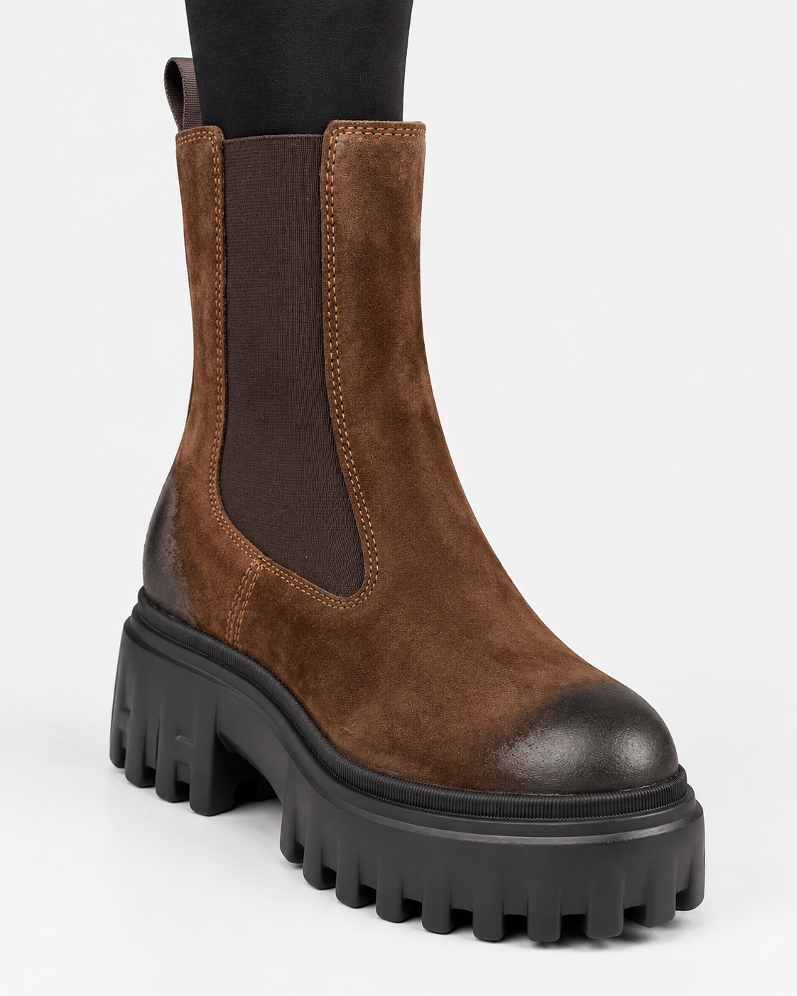 Hogan H700 Chelsea Boots Donna Marrone in Pelle Scamosciata