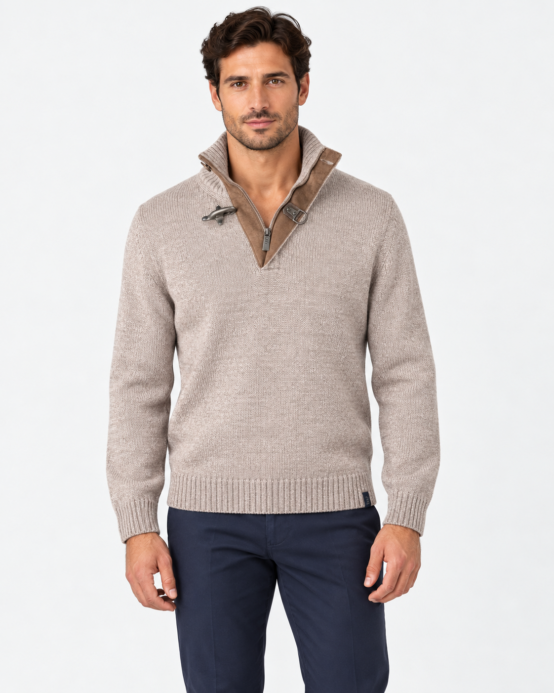 Fay Lupetto Uomo in Lana con Gancio Beige