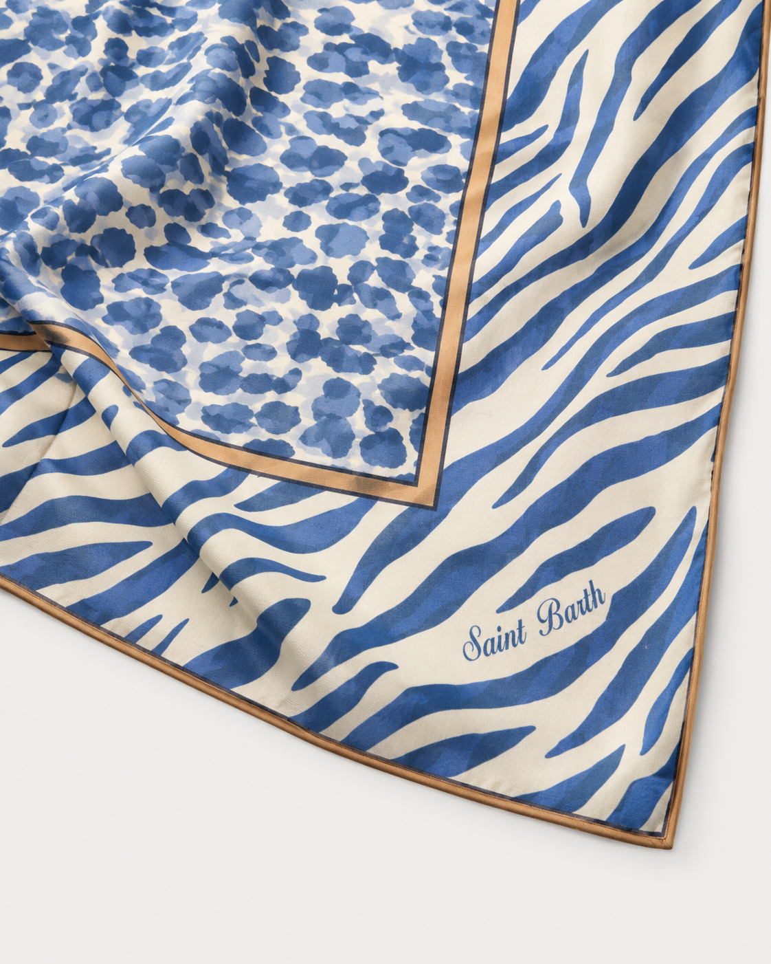 Pareo lungo Thaiti misto seta con stampa blue safari