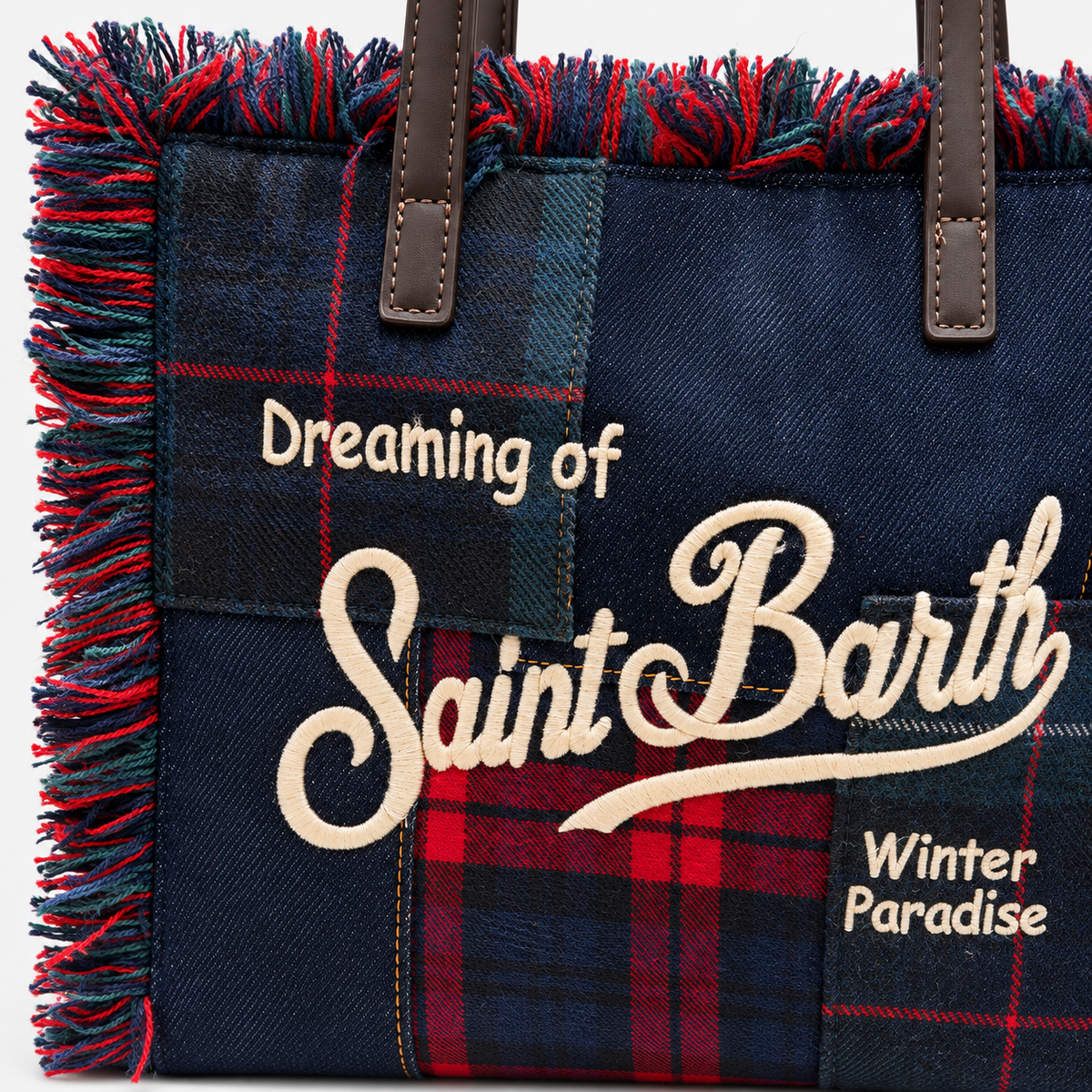 MC2 Saint Barth Borsa Donna Colette Patchwork Tartan Blu e Rosso