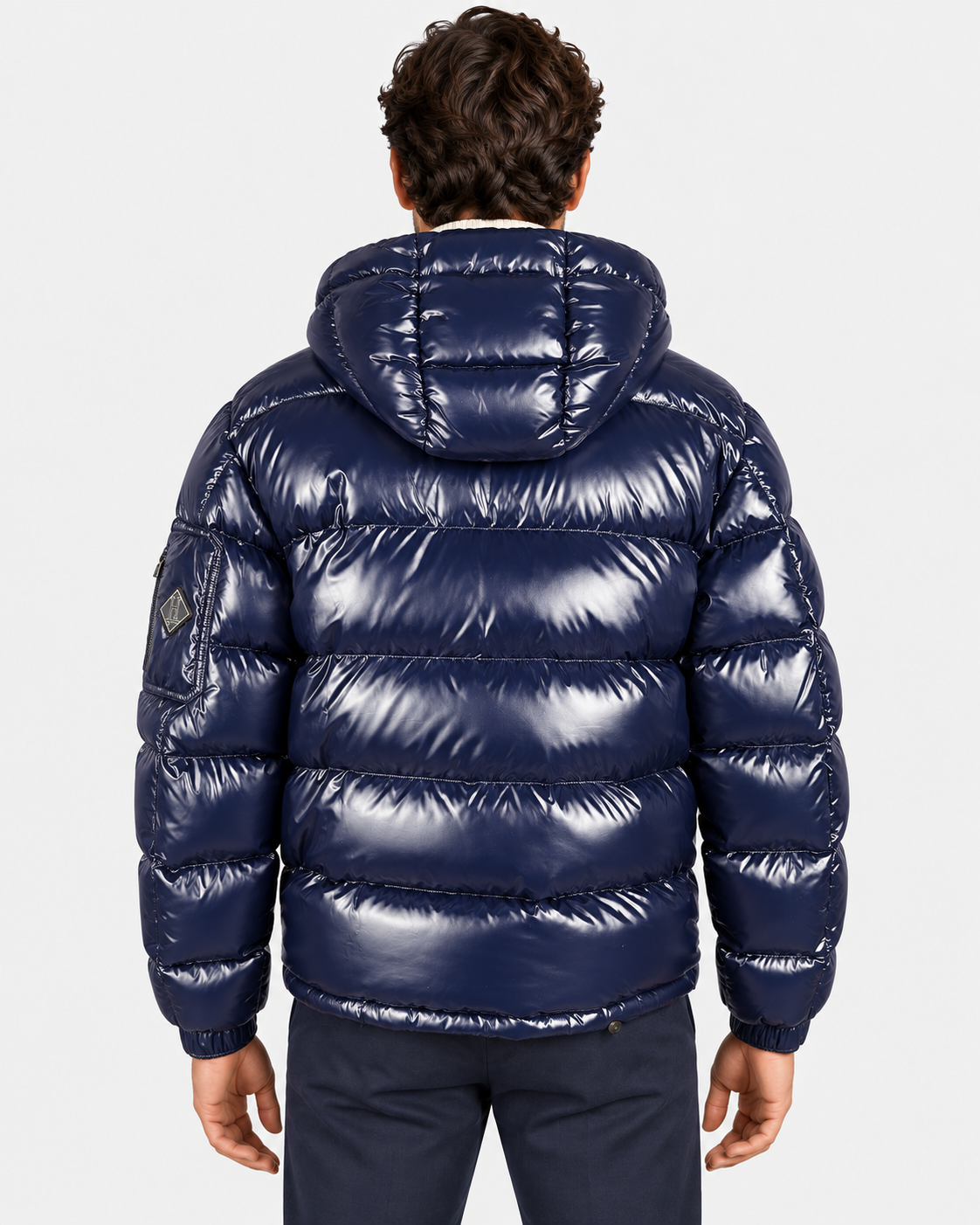 Herno Piumino uomo blu con cappuccio e zip a doppio cursore