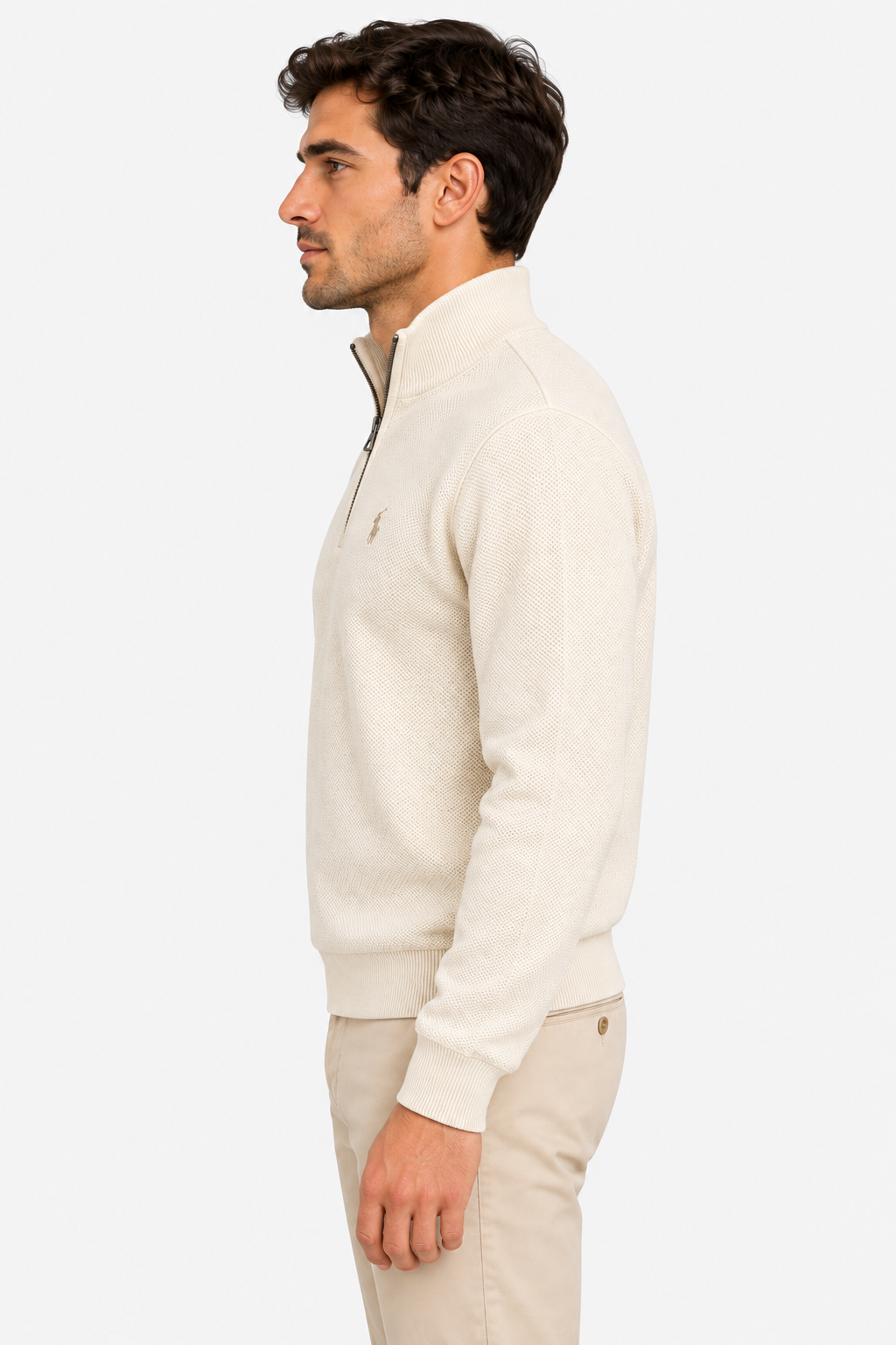 Polo Ralph Lauren Maglia Uomo Mezza Zip a Nido d’Ape Crema