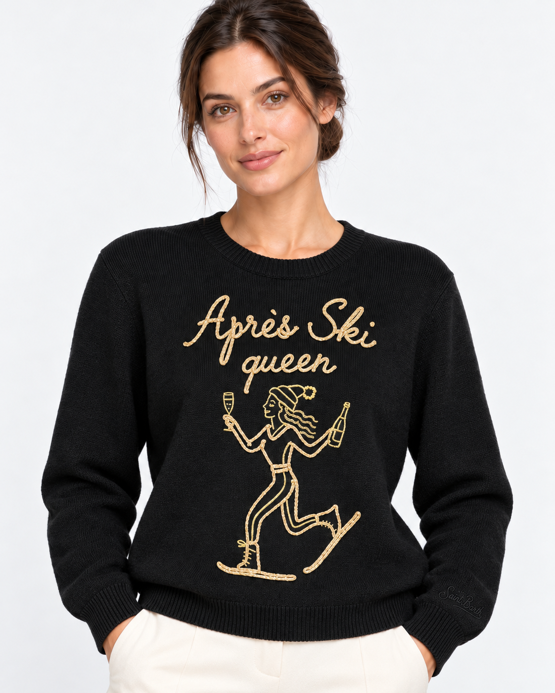 MC2 Saint Barth Maglia Donna New Queen Après Ski Queen Nera