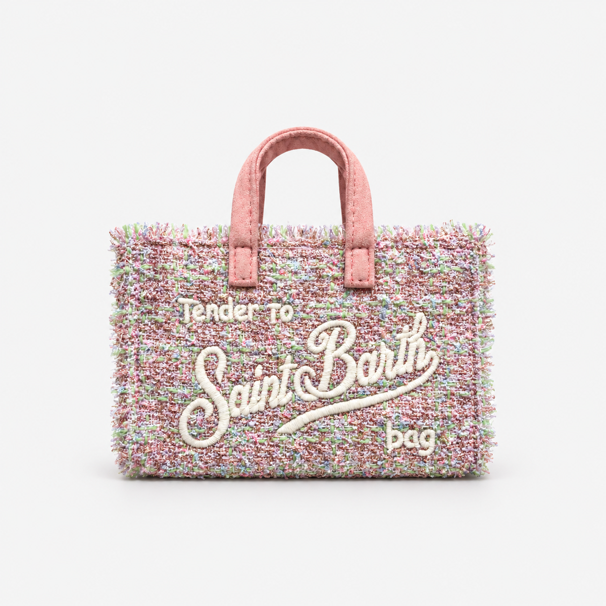 MC2 Saint Barth Phone Bag Donna in Tweed Rosa Multicolore con Tracolla