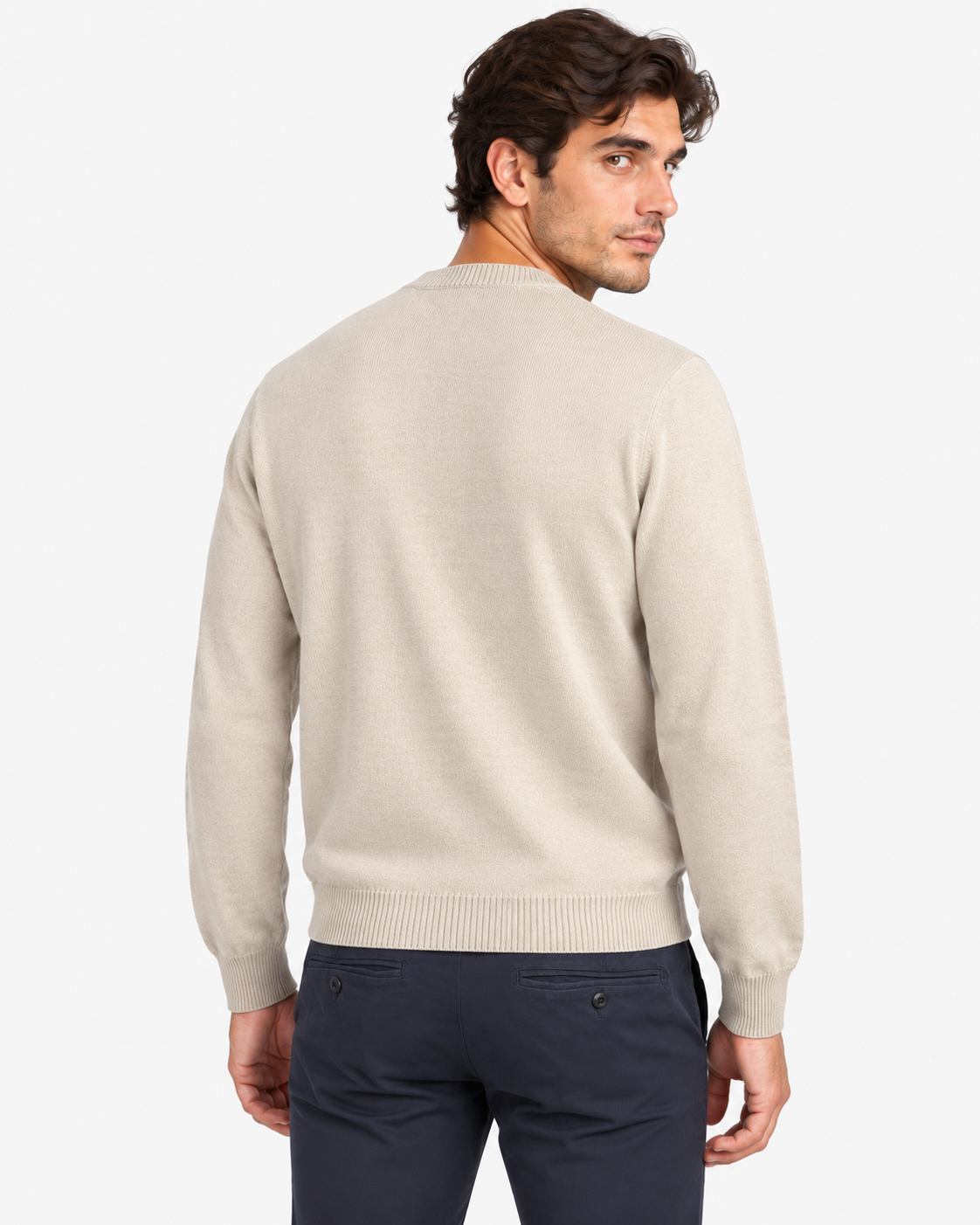 Gran Sasso Girocollo uomo in lana beige chiaro