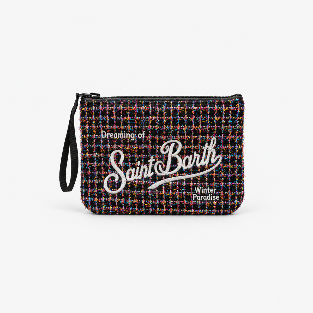 MC2 Saint Barth Pochette Donna Aline Tweed Shiny Nero Multicolore