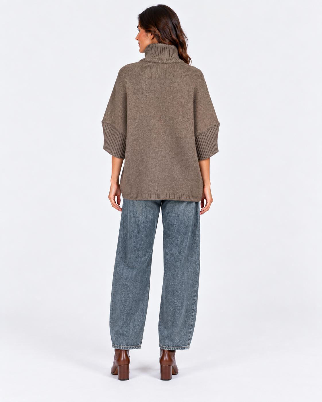 Dixie giubbotto donna in ecopelle marrone e maglia tortora