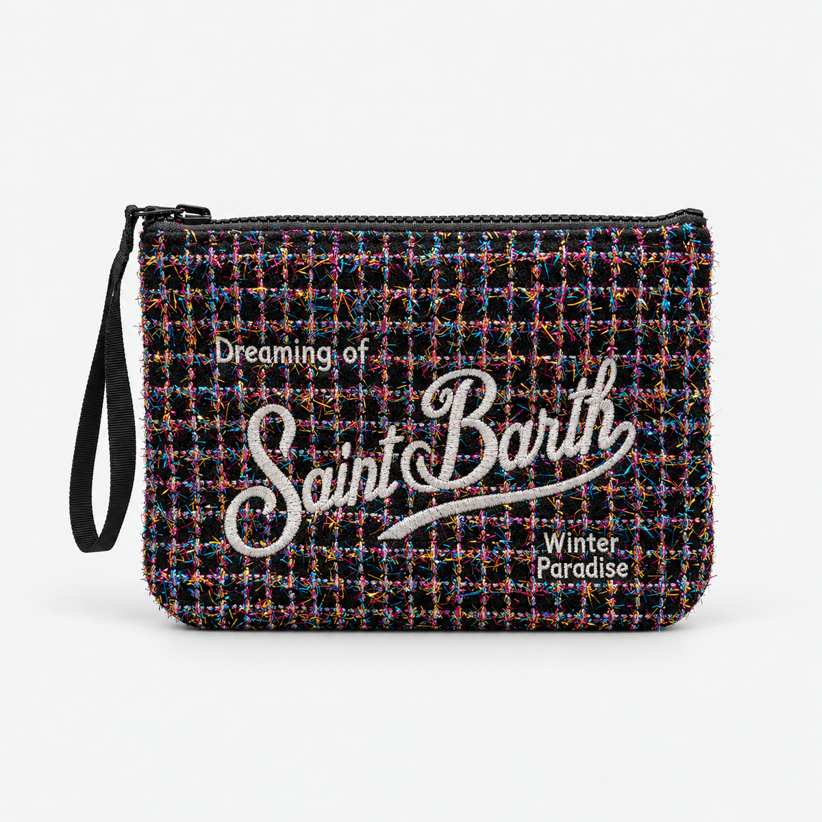 MC2 Saint Barth Pochette Donna Aline Tweed Shiny Nero Multicolore