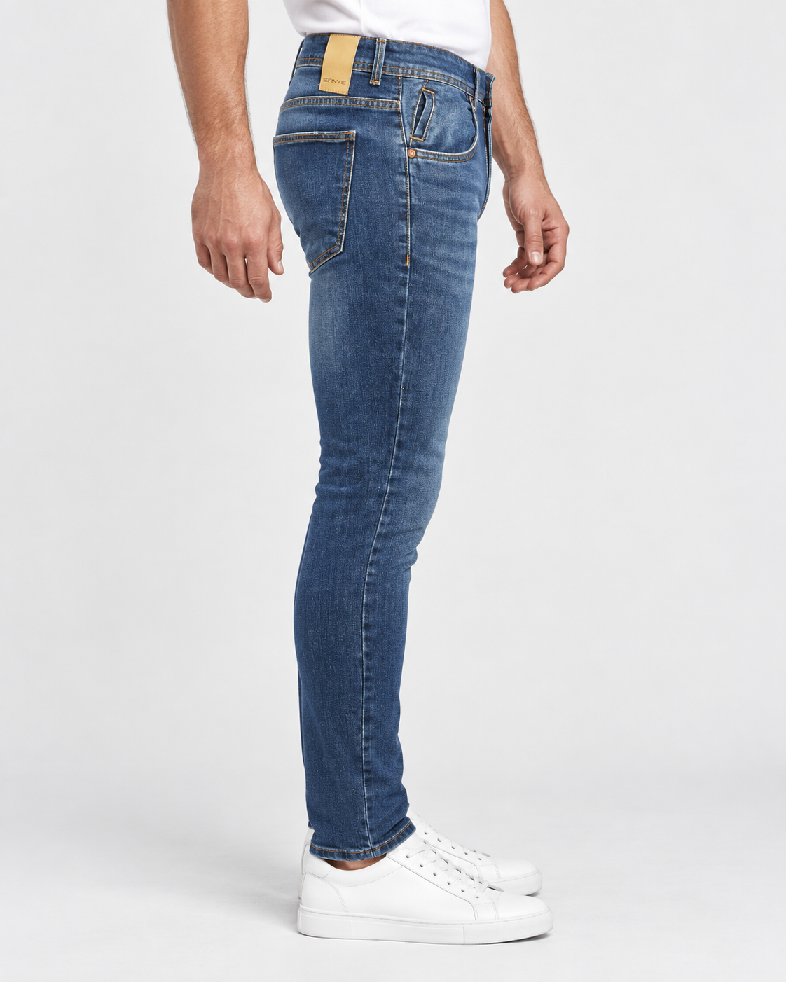 Ernys Jeans uomo blu 5 tasche in cotone stretch