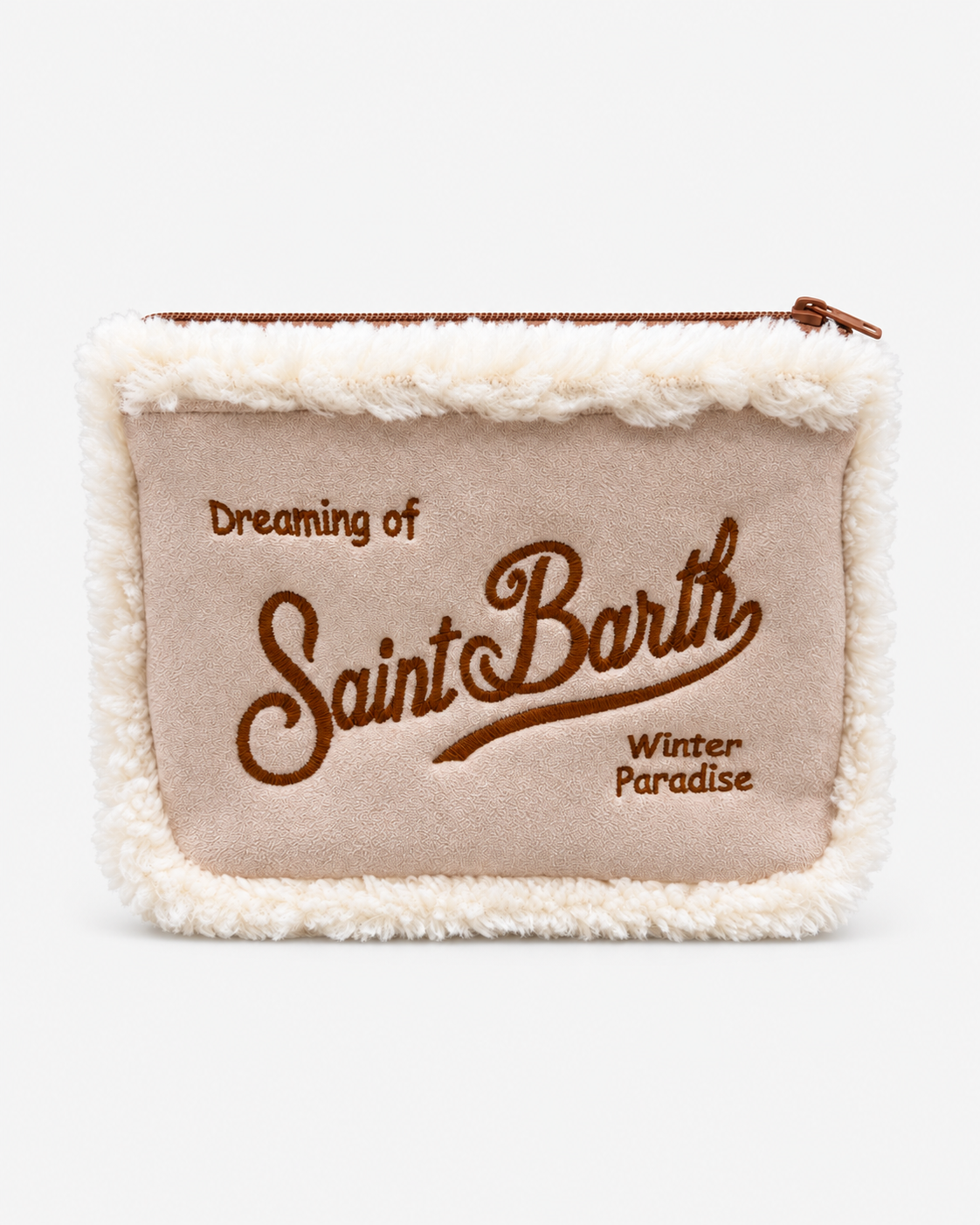 MC2 Saint Barth Pochette Donna Aline Shearling Beige e Panna