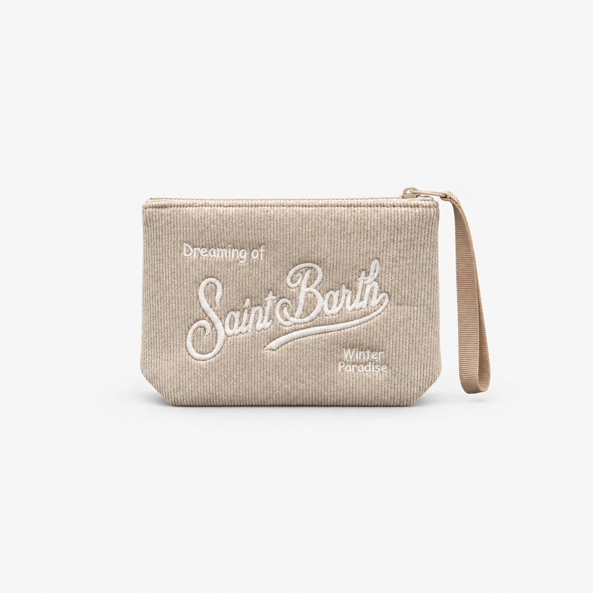 MC2 Saint Barth Pochette Donna Aline in Velluto a Coste Beige