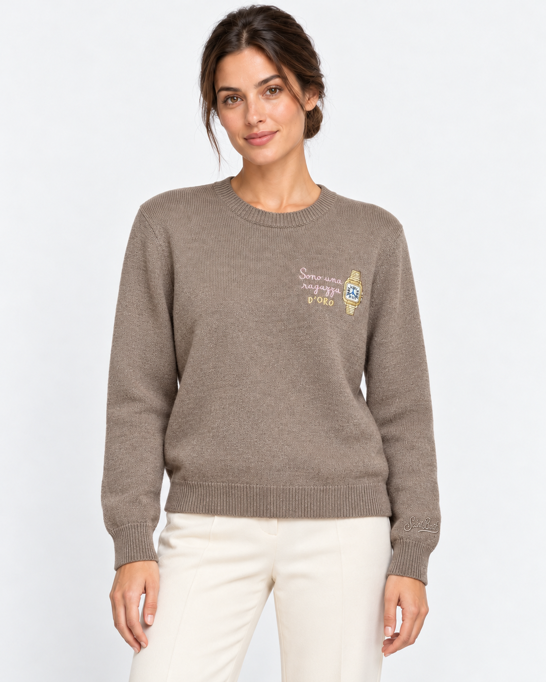 MC2 Saint Barth Maglia Donna New Queen Ragazza d’Oro Tortora