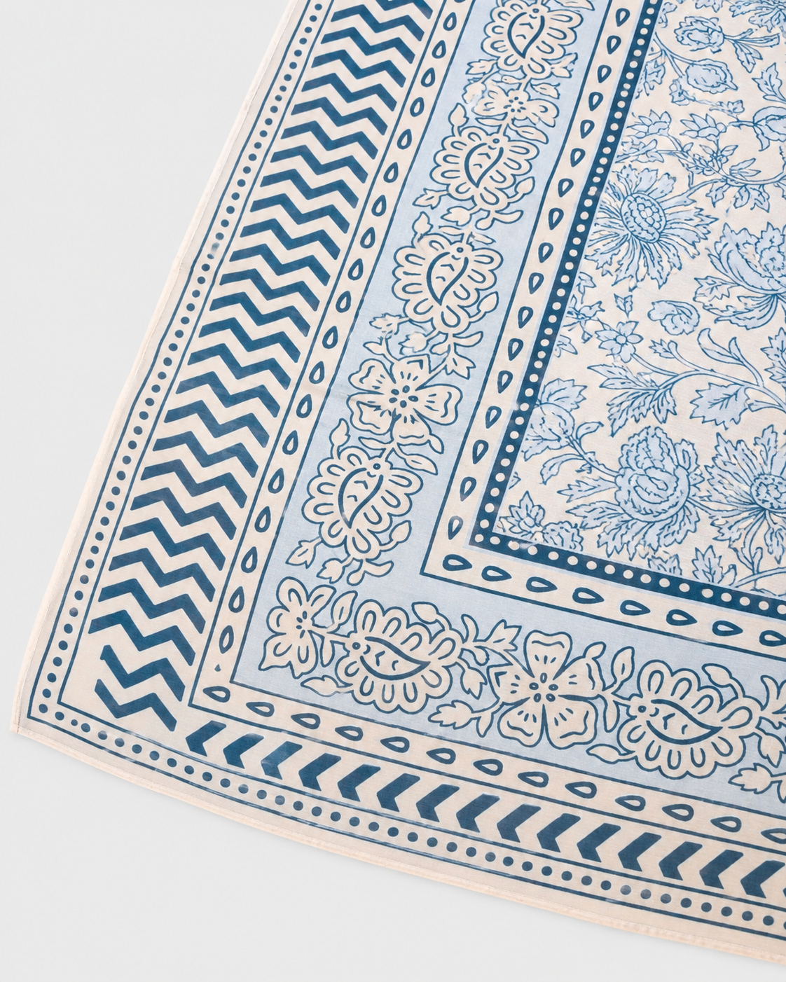 Pareo lungo Thaiti misto seta con stampa blue safari