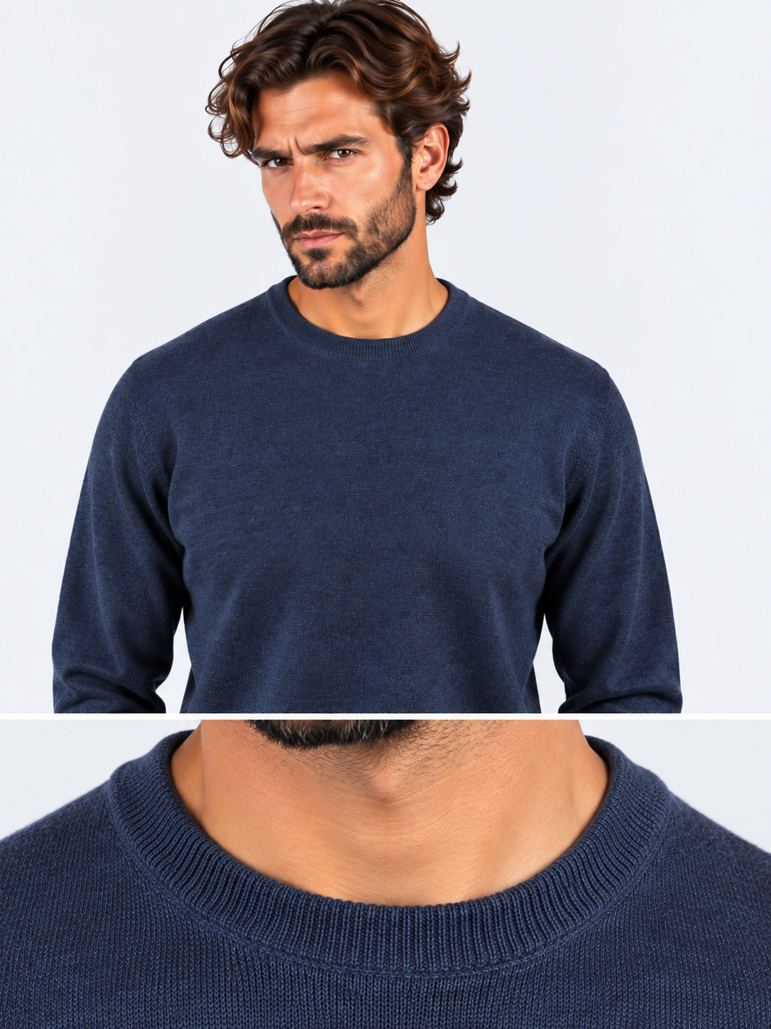 Gran Sasso Girocollo uomo in lana vergine blu navy